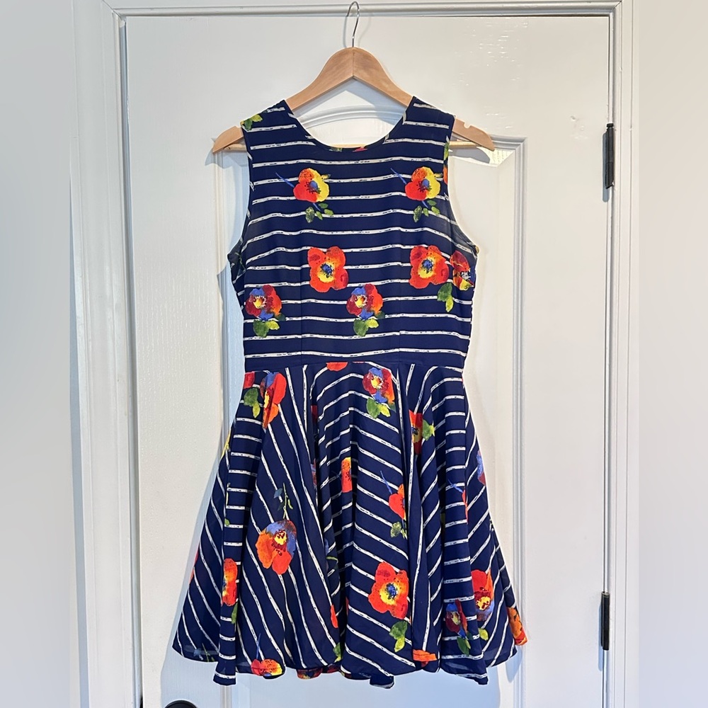 Maison Jules Navy Floral Dress